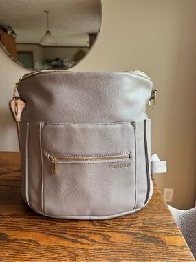 Fawn Design The Original Grey Baby Diaper Bag Vegan Leather Backpack